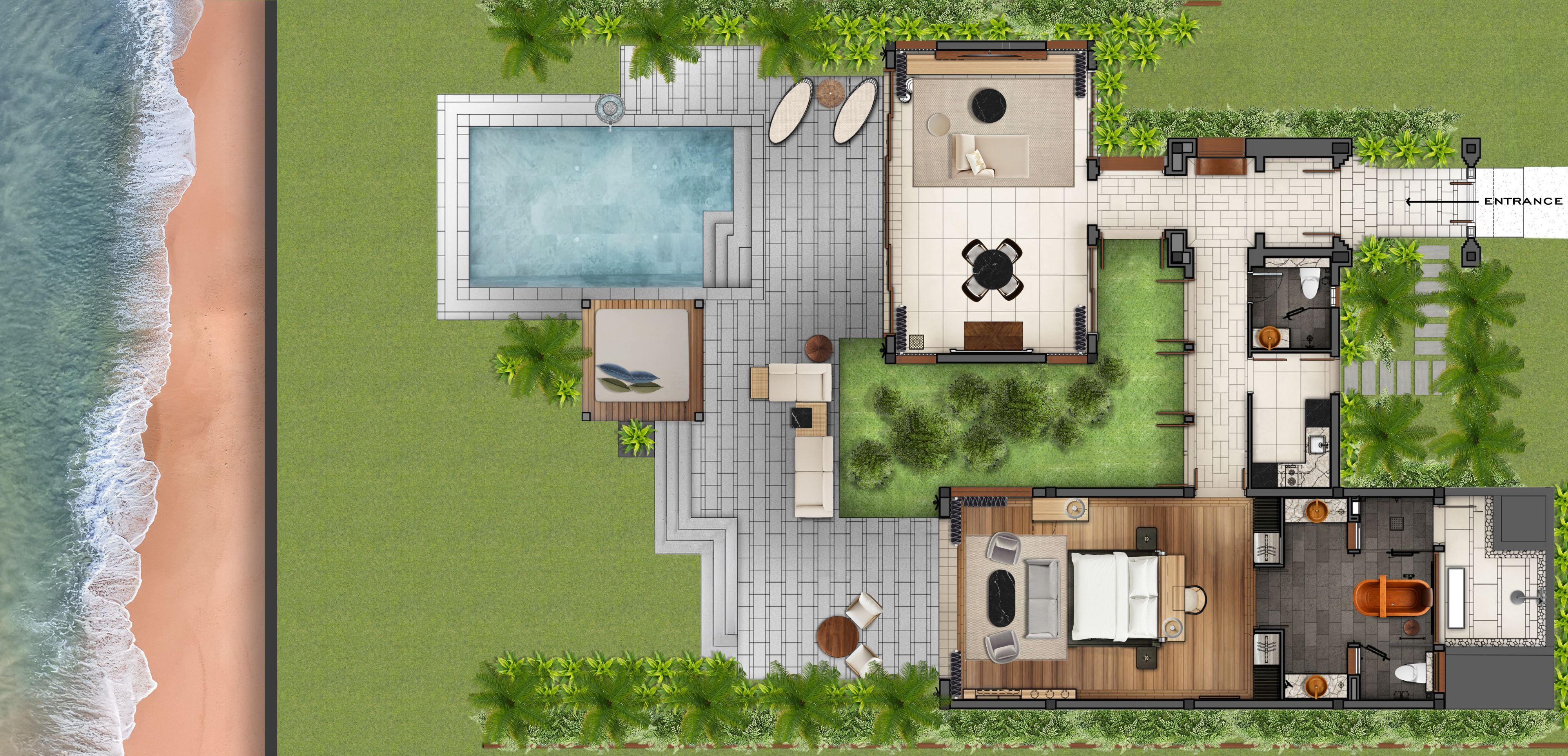 Beachfront Private Pool Villa layout