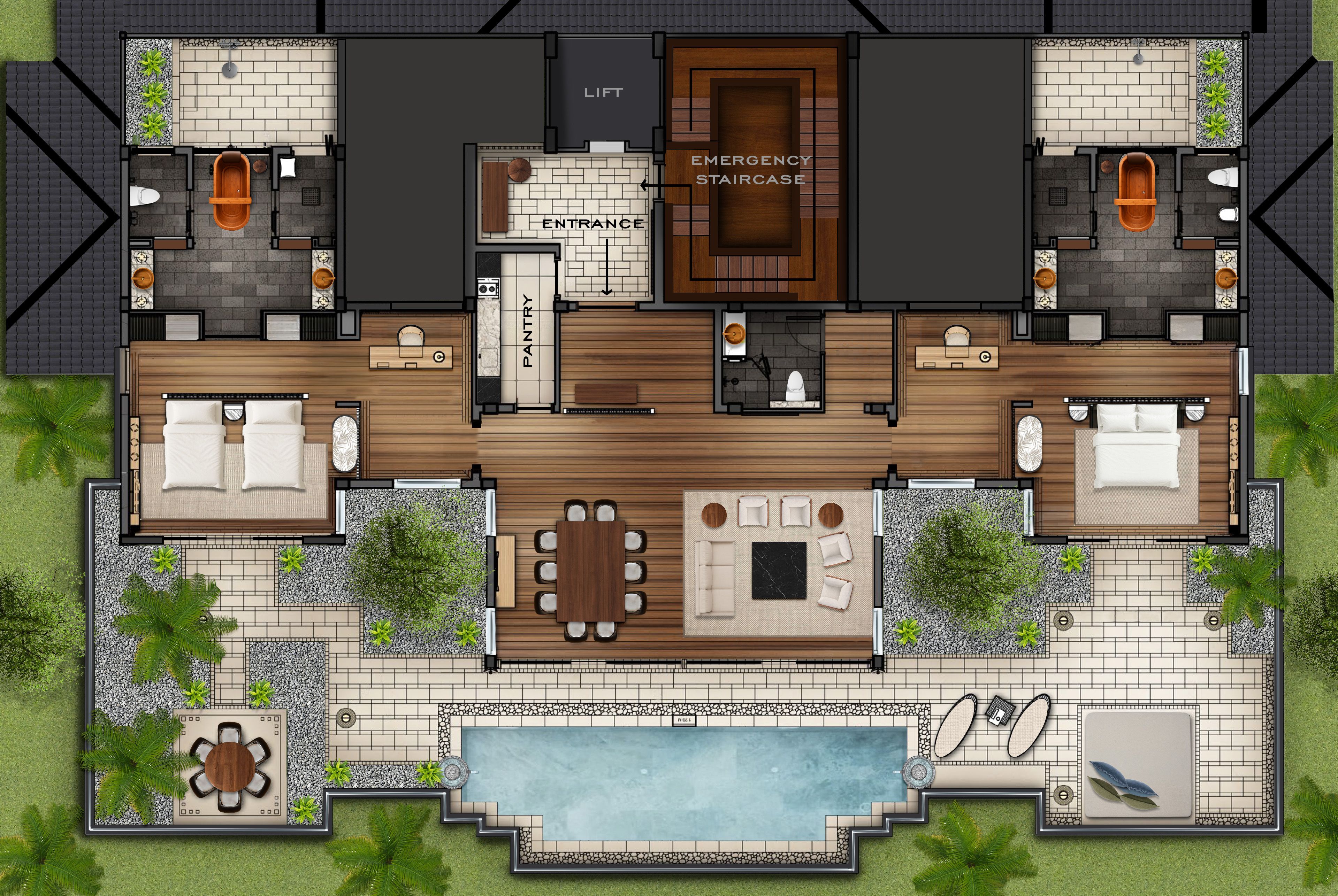 Oceanfront Private Pool Penthouse layout